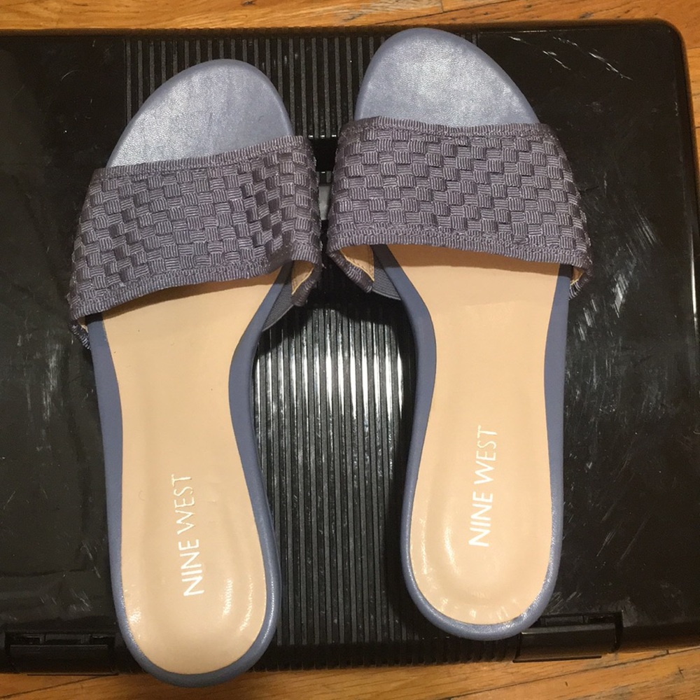Nine West fabric & leather wedge sandals